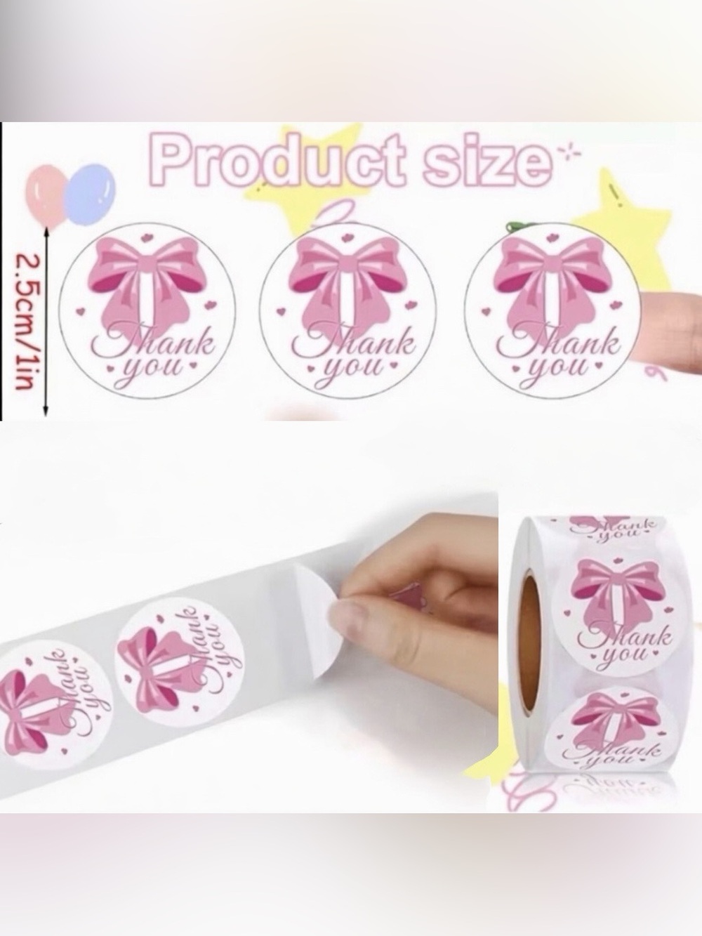 575pc Bundle: 25 Large Poly Mailers, 25 Cello Bags, 25 Cards & 500 Stickers - Picture 10 of 14